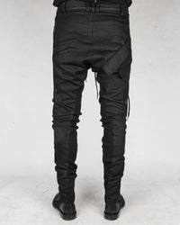 Slim coated velcro pocket trousers