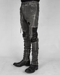 Slim leather patched trousers