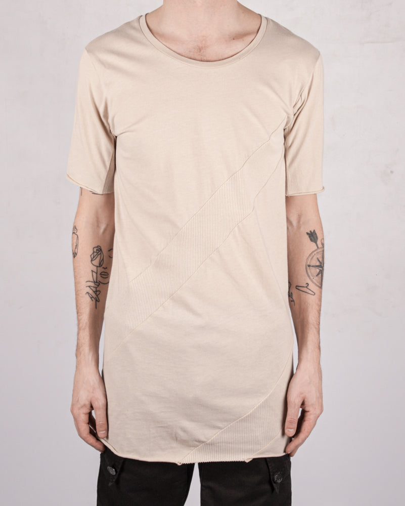 Spiral rib tshirt sand