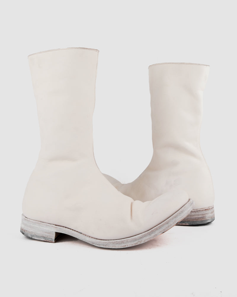 Atelier Aura - AAEB03 side zip tall boots - Ivory White - https://stilett.com/