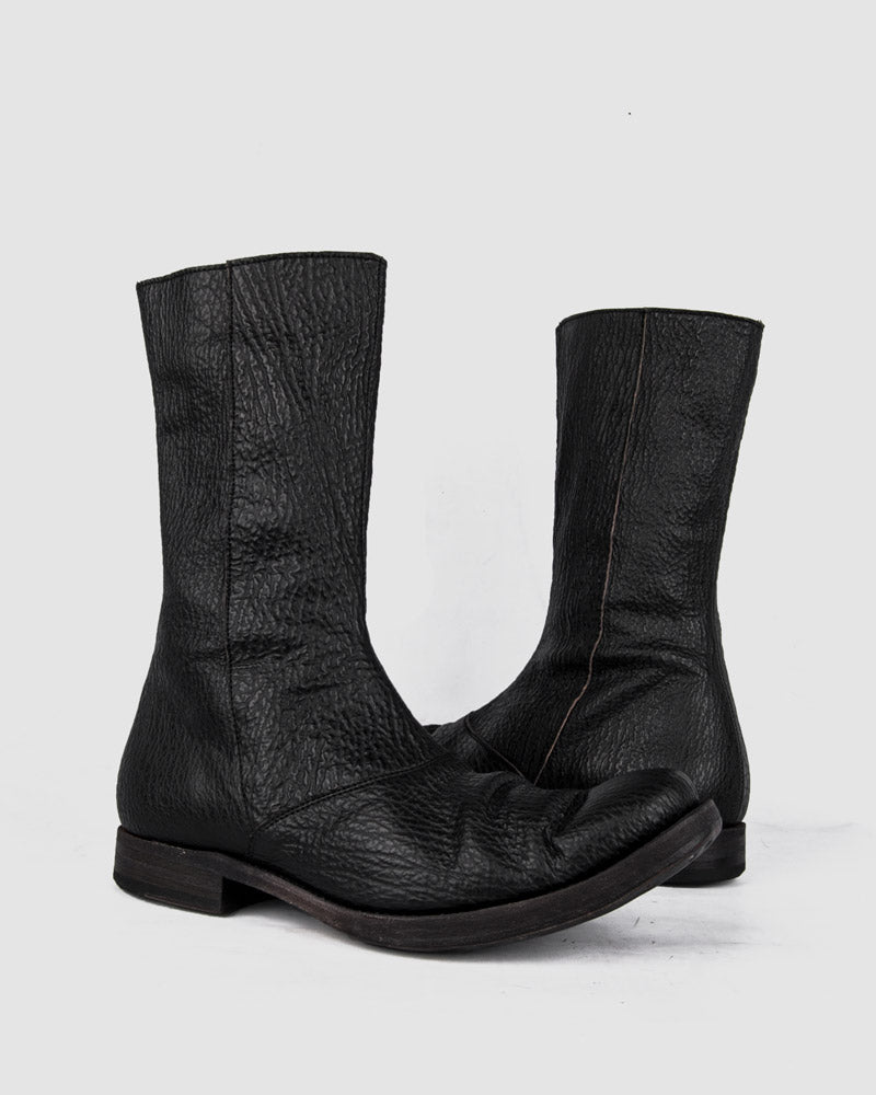 Atelier Aura - AAEB05 Shark leather side zip tall boots - https://stilett.com/