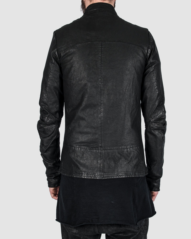 Asymmetric zip leather jacket