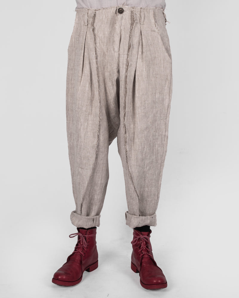 Atelier Aura - Johann deepcrotch trousers nature linen - Stilett.com