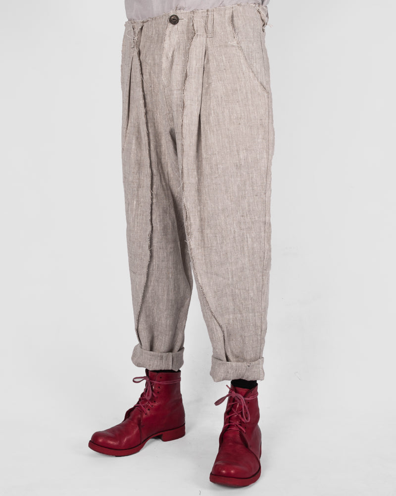 Atelier Aura - Johann deepcrotch trousers nature linen - Stilett.com