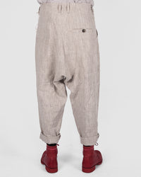 Atelier Aura - Johann deepcrotch trousers nature linen - Stilett.com