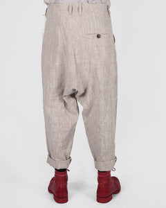 Atelier Aura - Johann deepcrotch trousers nature linen - Stilett.com