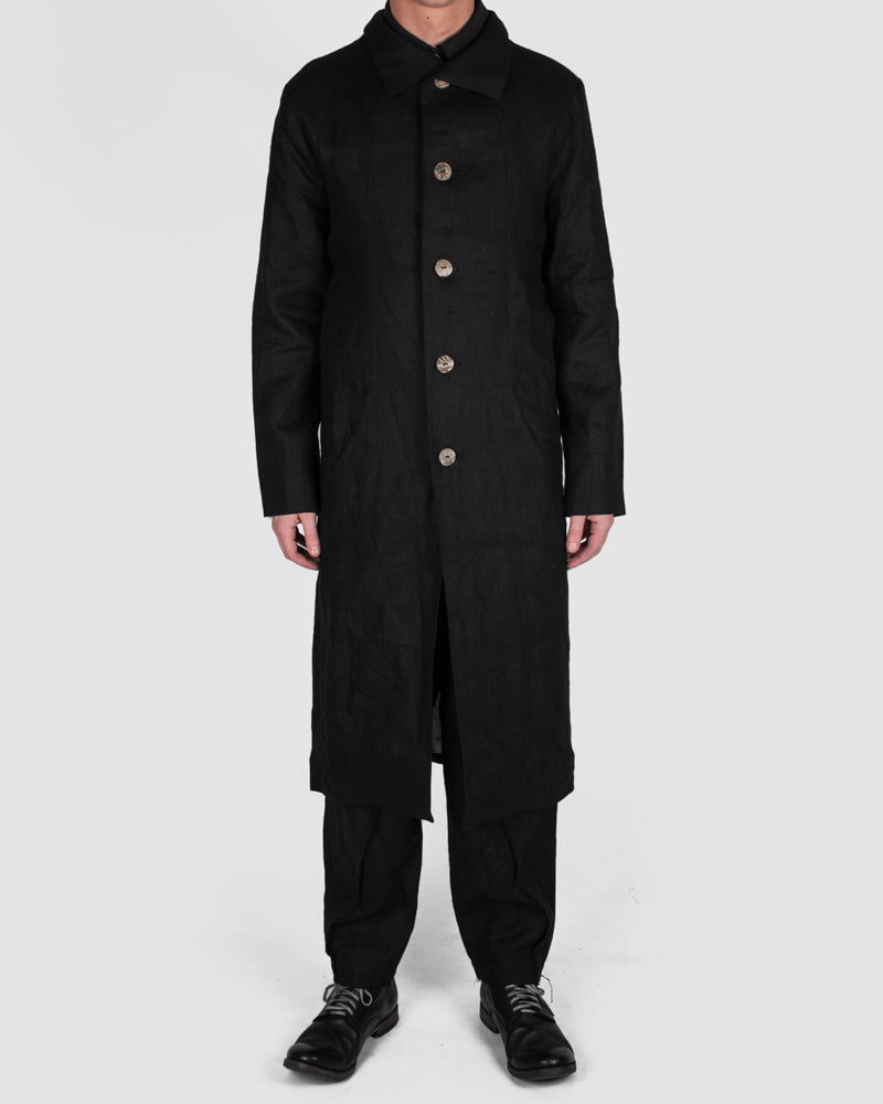 Atelier Aura - Larus long coat black linen - Stilett.com