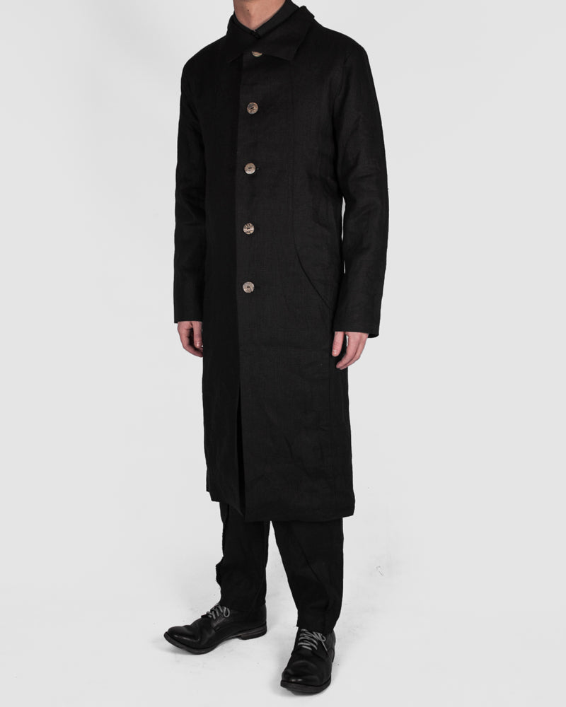 Atelier Aura - Larus long coat black linen - Stilett.com