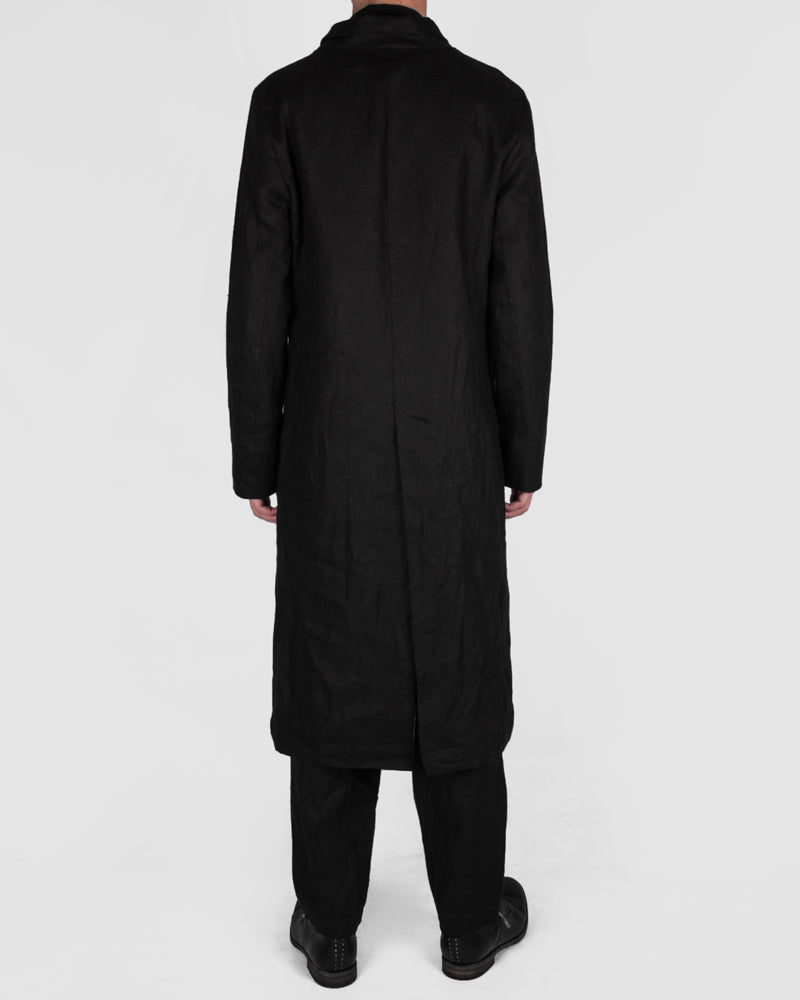 Atelier Aura - Larus long coat black linen - Stilett.com