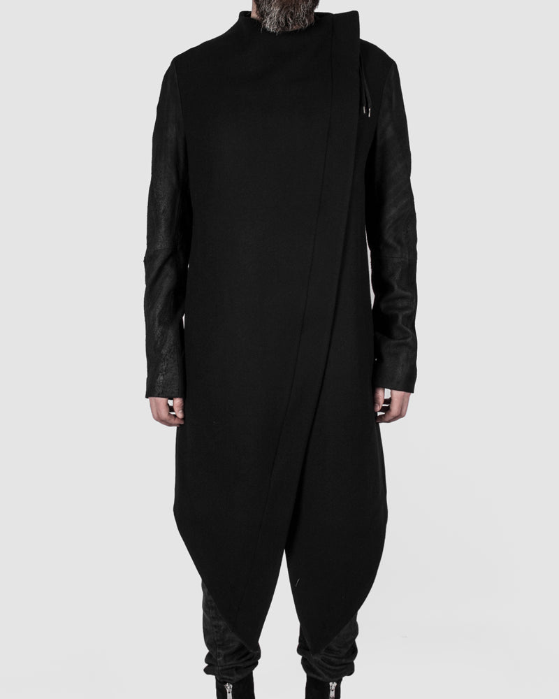Army of me - Leather sleeved wool coat - Stilett.com