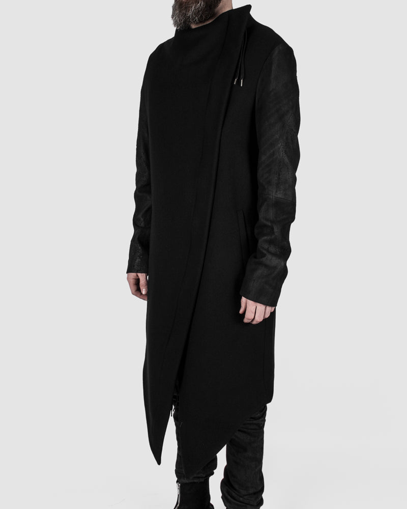 Army of me - Leather sleeved wool coat - Stilett.com
