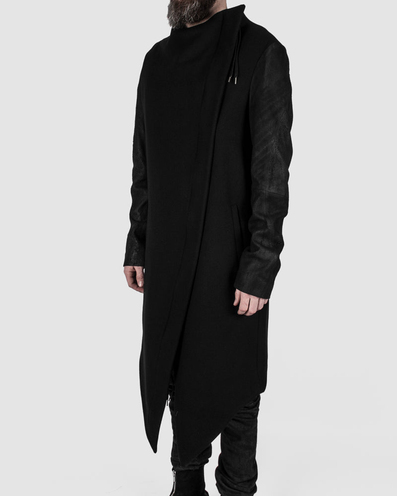 Army of me - Leather sleeved wool coat - https://stilett.com/
