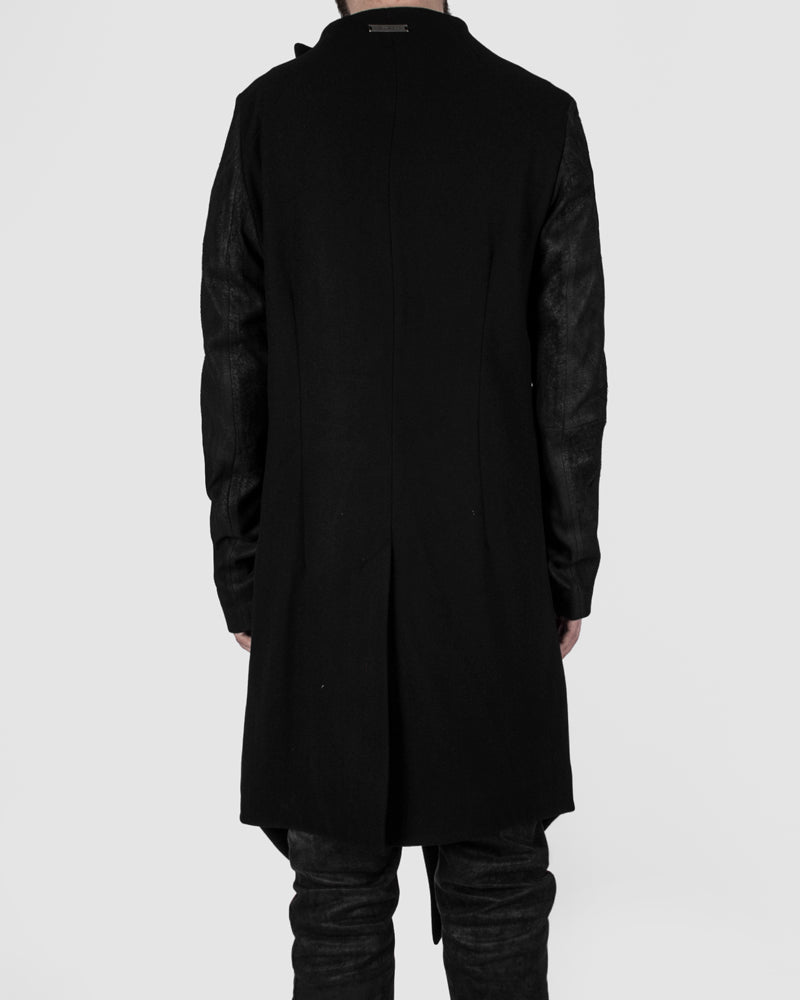 Army of me - Leather sleeved wool coat - Stilett.com