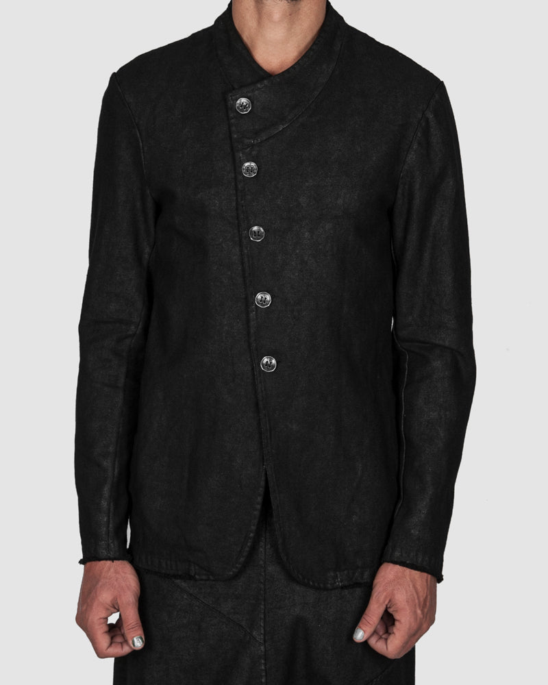 La haine inside us - Laminated buttoned stretch jacket - Stilett.com