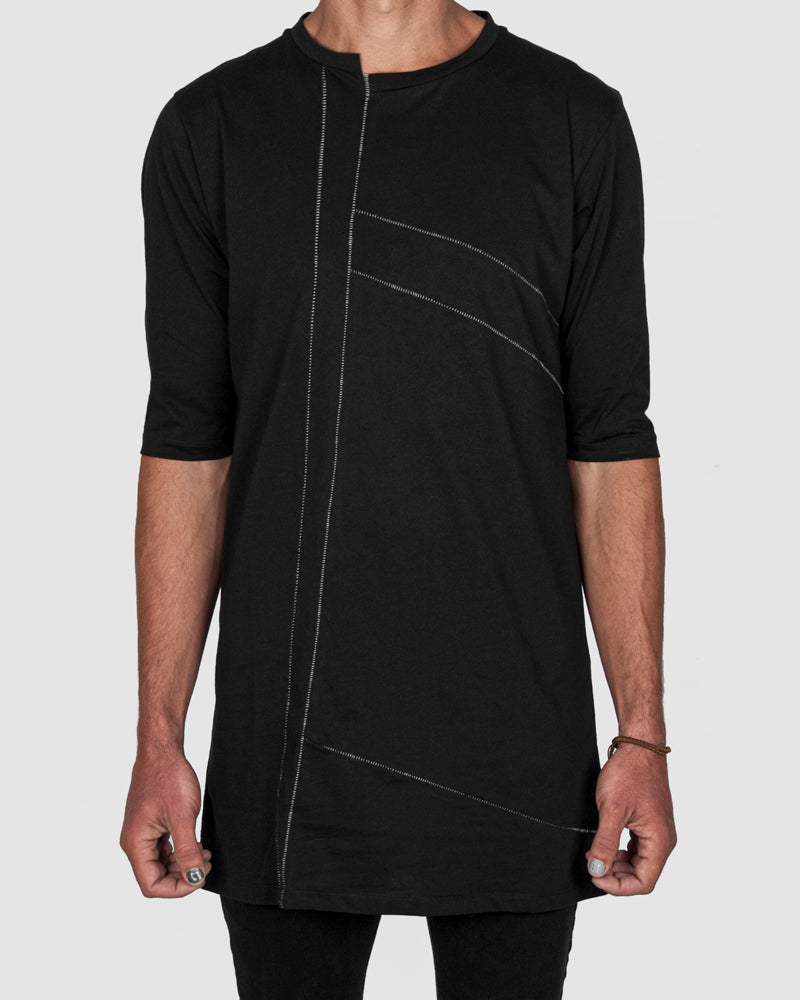 La haine inside us - Long contrast seamed tshirt black - Stilett.com