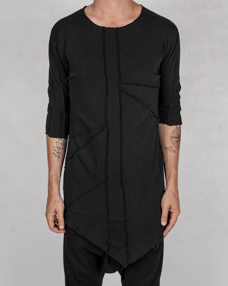 La haine inside us - Asymmetric crew neck jersey t-shirt black - Stilett.com