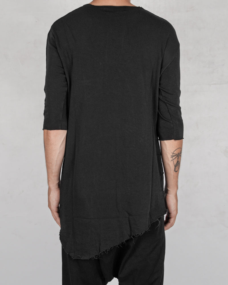 La haine inside us - Asymmetric crew neck jersey t-shirt black - Stilett.com