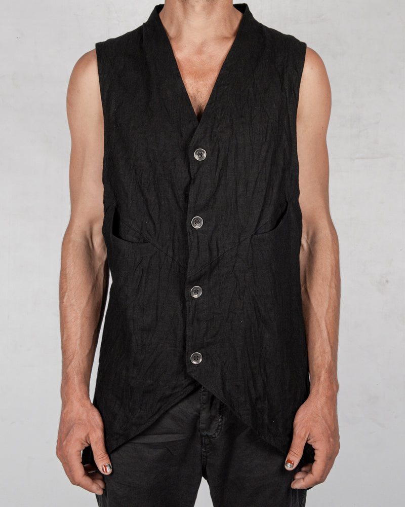 La haine inside us - Buttoned linnen vest - Stilett.com