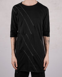 Contrast seam 3/4 sleeve tshirt