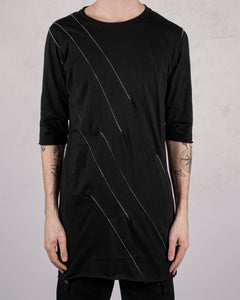 Contrast seam 3/4 sleeve tshirt