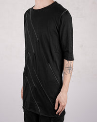 Contrast seam 3/4 sleeve tshirt