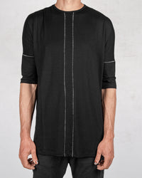 La haine inside us - Contrast seam long tshirt black - Stilett.com