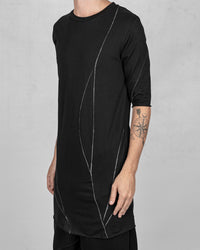 Contrast seams cotton t-shirt 3/4 sleeves