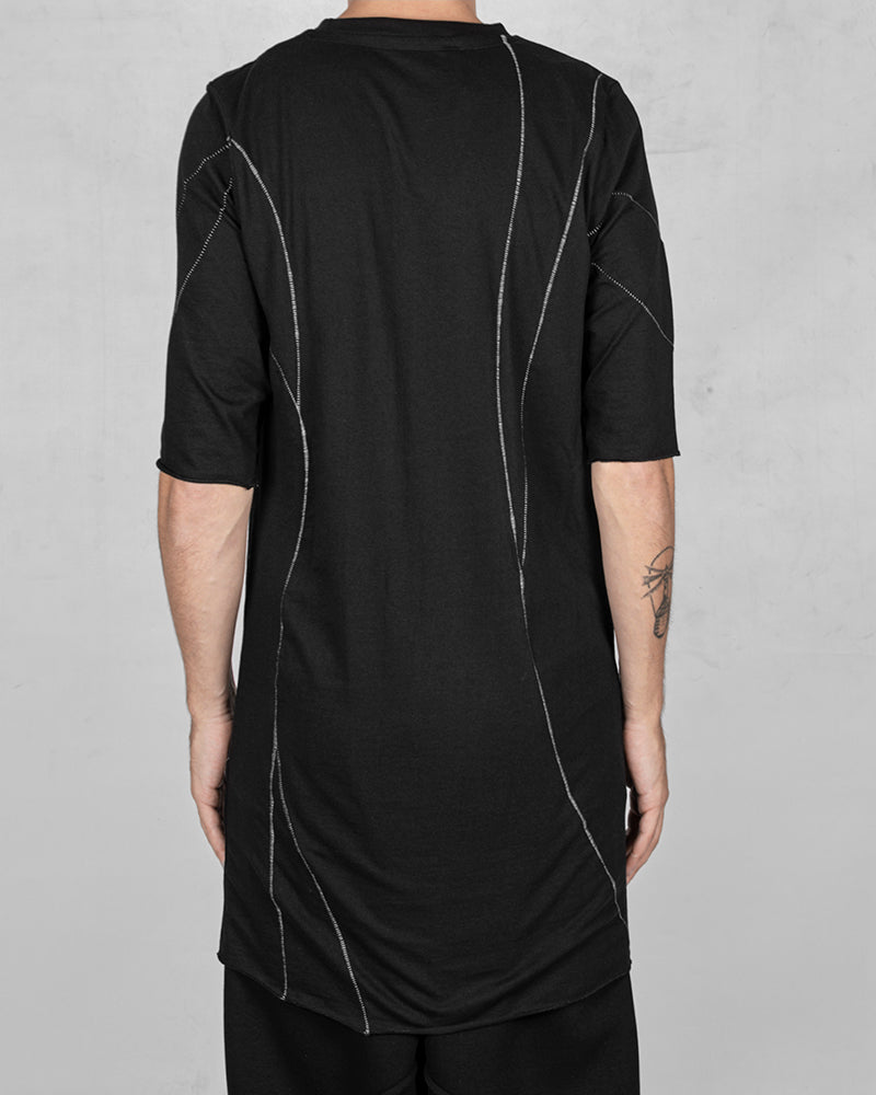 Contrast seams cotton t-shirt 3/4 sleeves