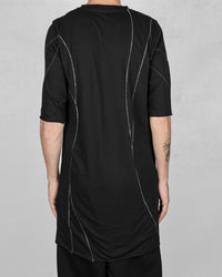 Contrast seams cotton t-shirt 3/4 sleeves