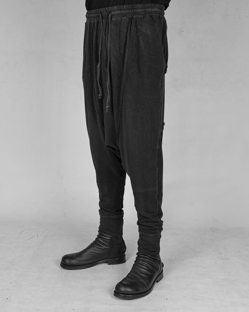 Drop crotch cotton jerey trousers