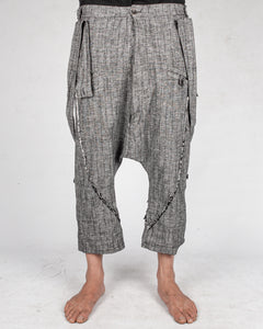 La haine inside us - Drop crotch linen trouser grey - Stilett.com