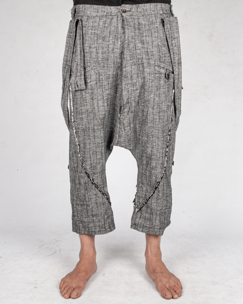 La haine inside us - Drop crotch linen trouser grey - Stilett.com