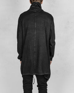 Laminated asymmetric fleece cardigan