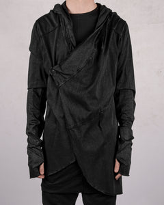 Laminated cotton tretch cardigan