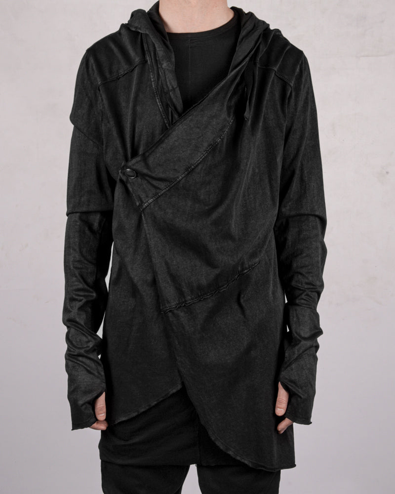Laminated cotton tretch cardigan
