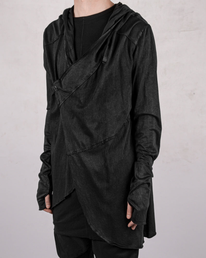 Laminated cotton tretch cardigan