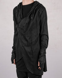 Laminated cotton tretch cardigan