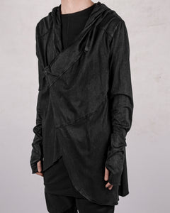 Laminated cotton tretch cardigan
