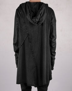 Laminated cotton tretch cardigan