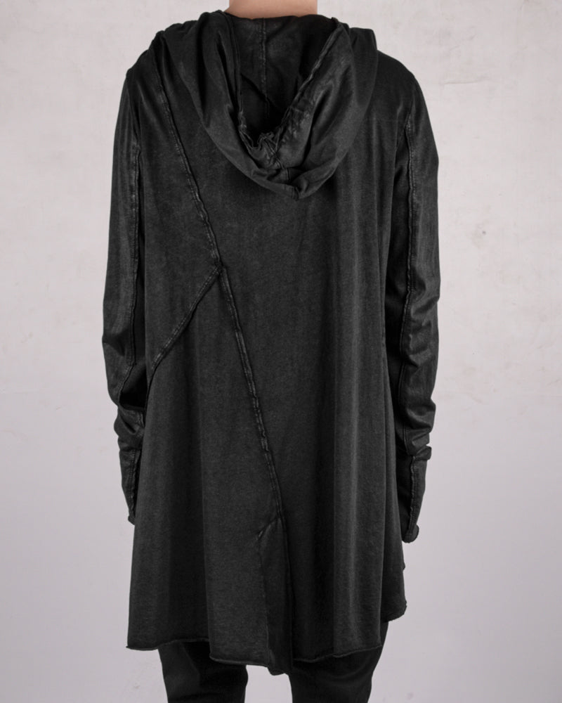 Laminated cotton tretch cardigan