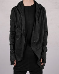 Laminated cotton tretch cardigan