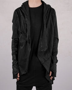 Laminated cotton tretch cardigan