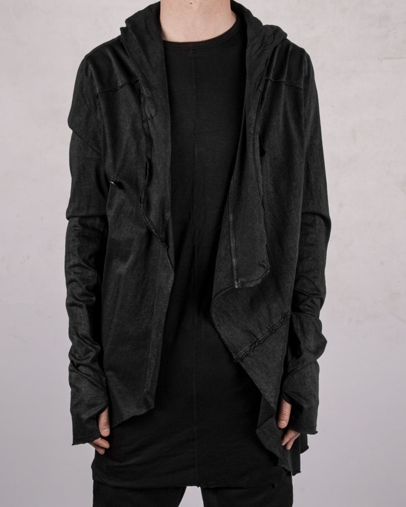 Laminated cotton tretch cardigan