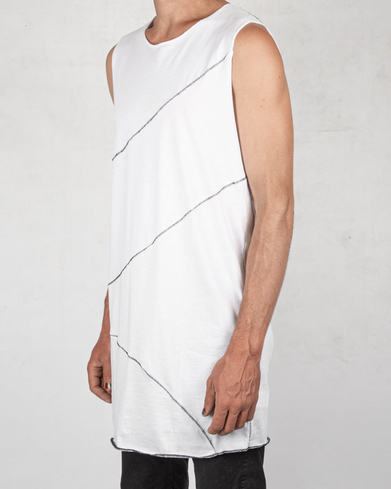 La haine inside us - Long crew neck tank top white - Stilett.com