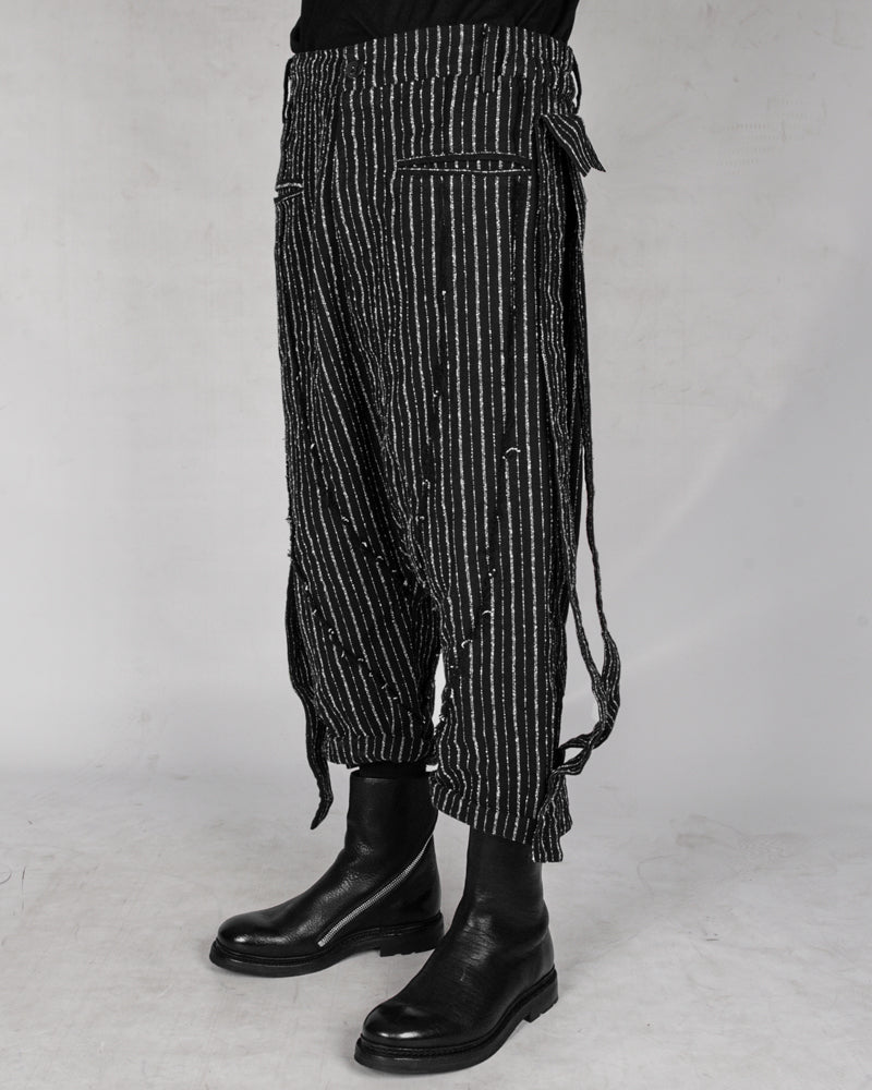 La haine inside us - Low crotch pinstripe cotton trousers - Stilett.com