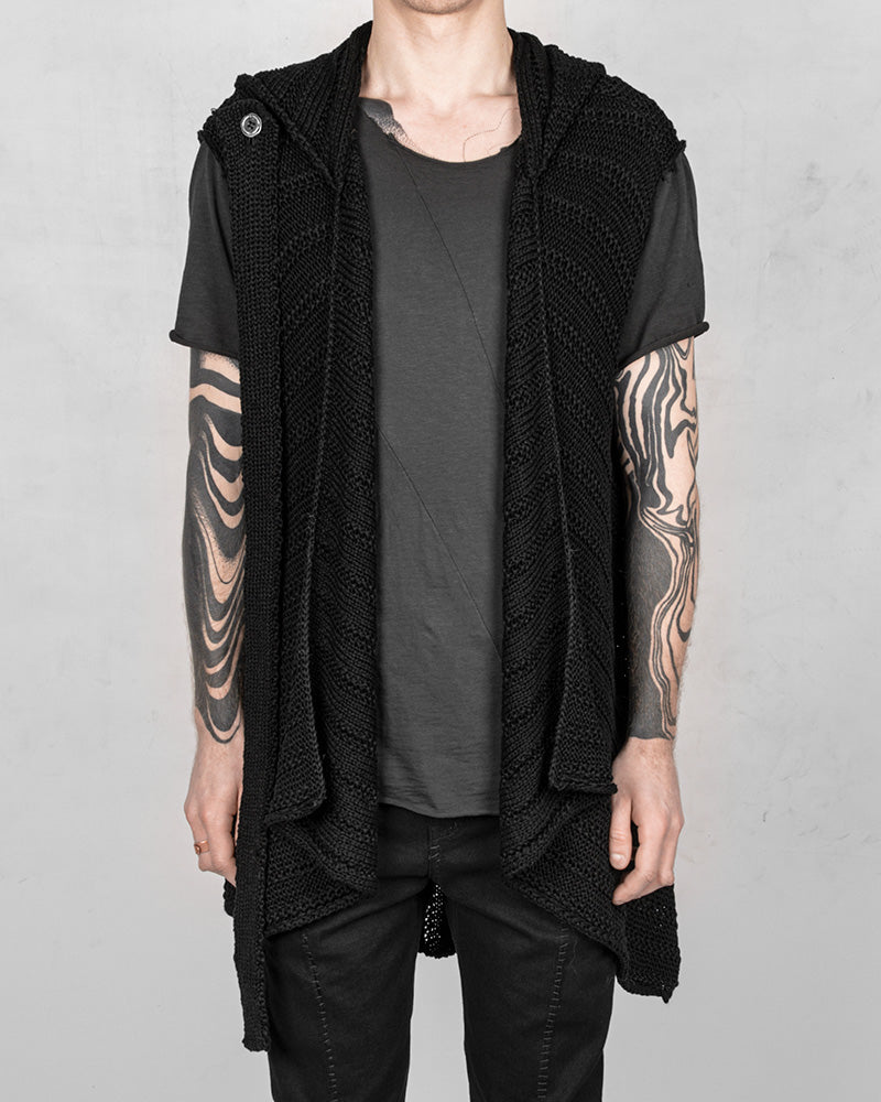 La haine inside us - Mostak knitted asymmetric oversize vest - https://stilett.com/