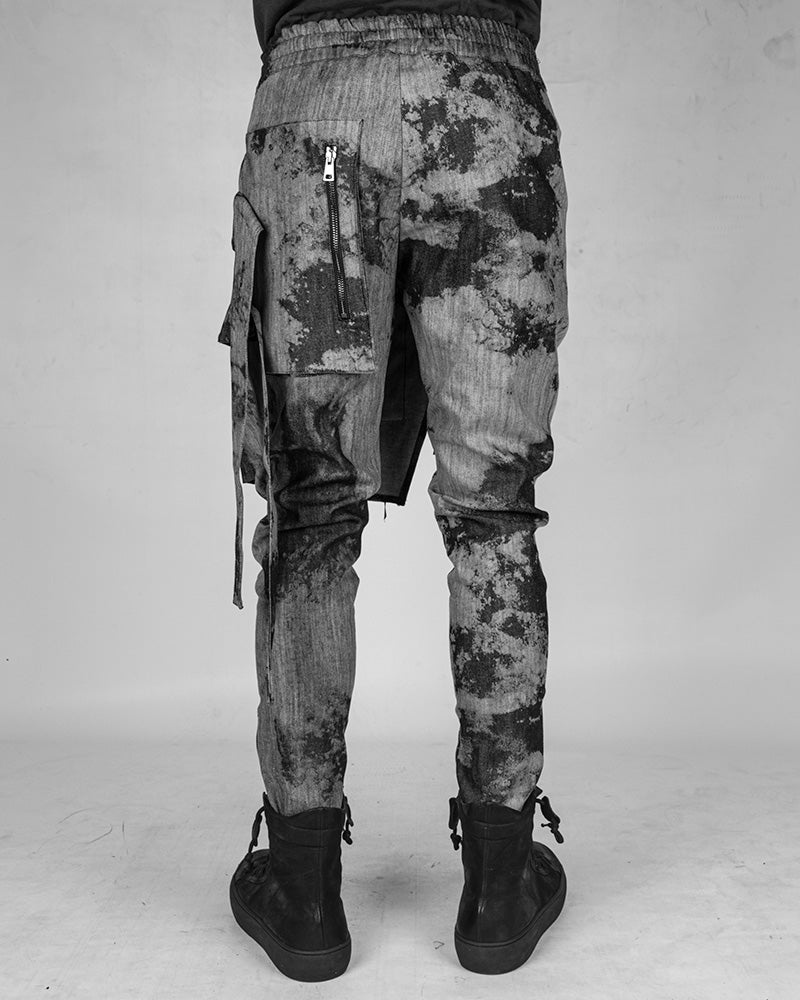 Stretch panel bull jeans printed