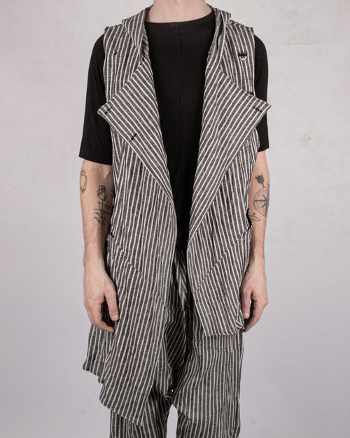 La haine inside us - Striped linen cotton gilet - https://stilett.com/