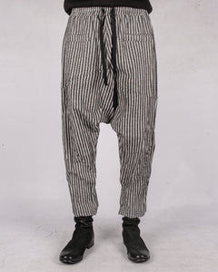 Striped linen cotton trousers
