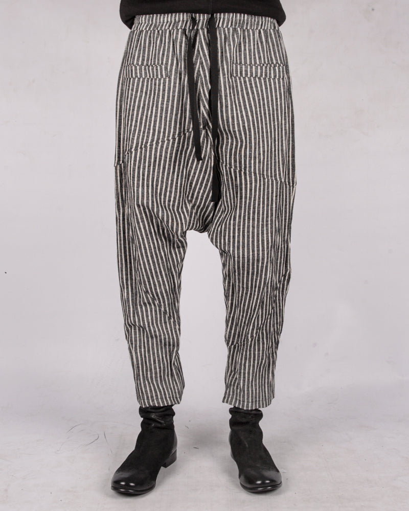 Striped linen cotton trousers